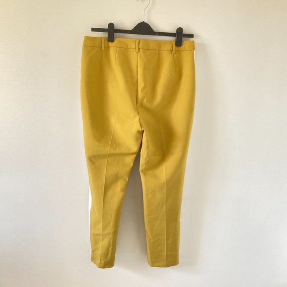 BNWT M&S Women's Mustard Yellow White Side Panels Slim Fit Trousers Size 16 - Picture 6 of 16